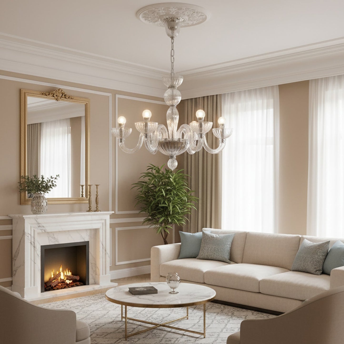 Transparent Ares Murano Glass Chandelier - Nuvé
