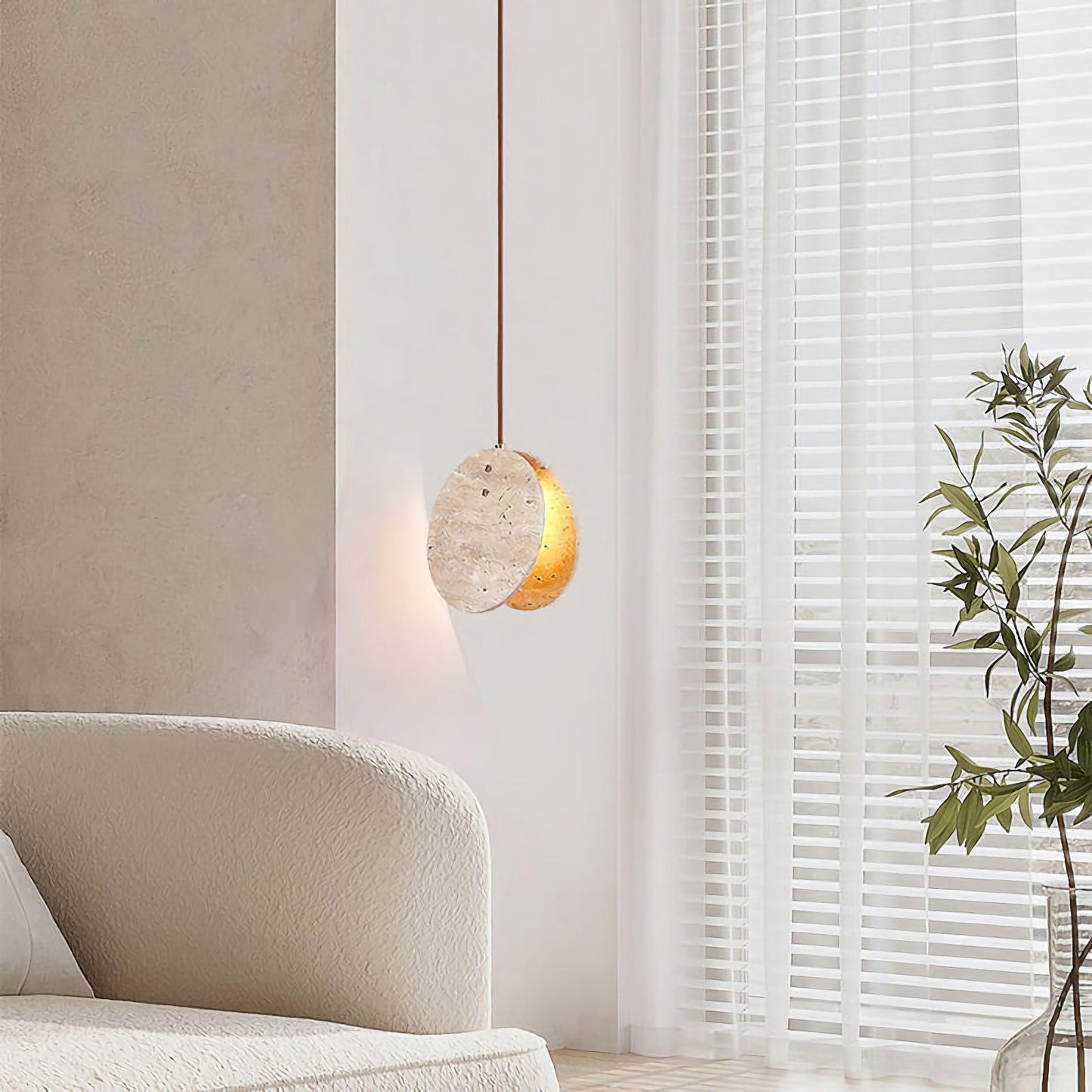 Travertine Disc Pendant Lamp - Nuvé