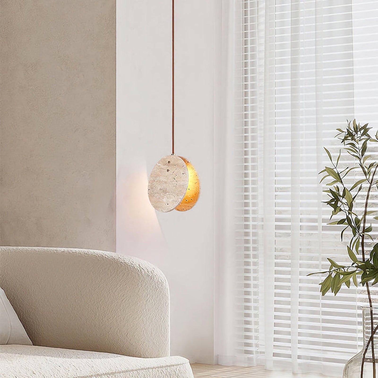 Travertine Disc Pendant Lamp - Nuvé