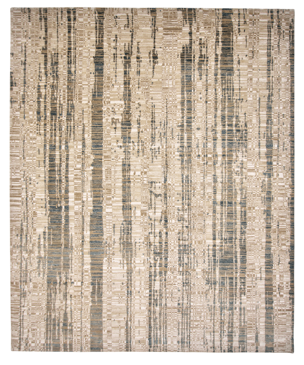 Kirishian Rugs Contemporary wool and bamboo area rug in gold, ivory, and teal with 8x10 feet size and modern design.