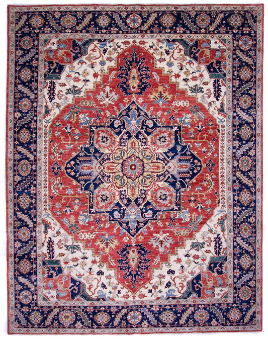 Serapi (9'00"x11'07") red/ivory/navy - Nuvé
