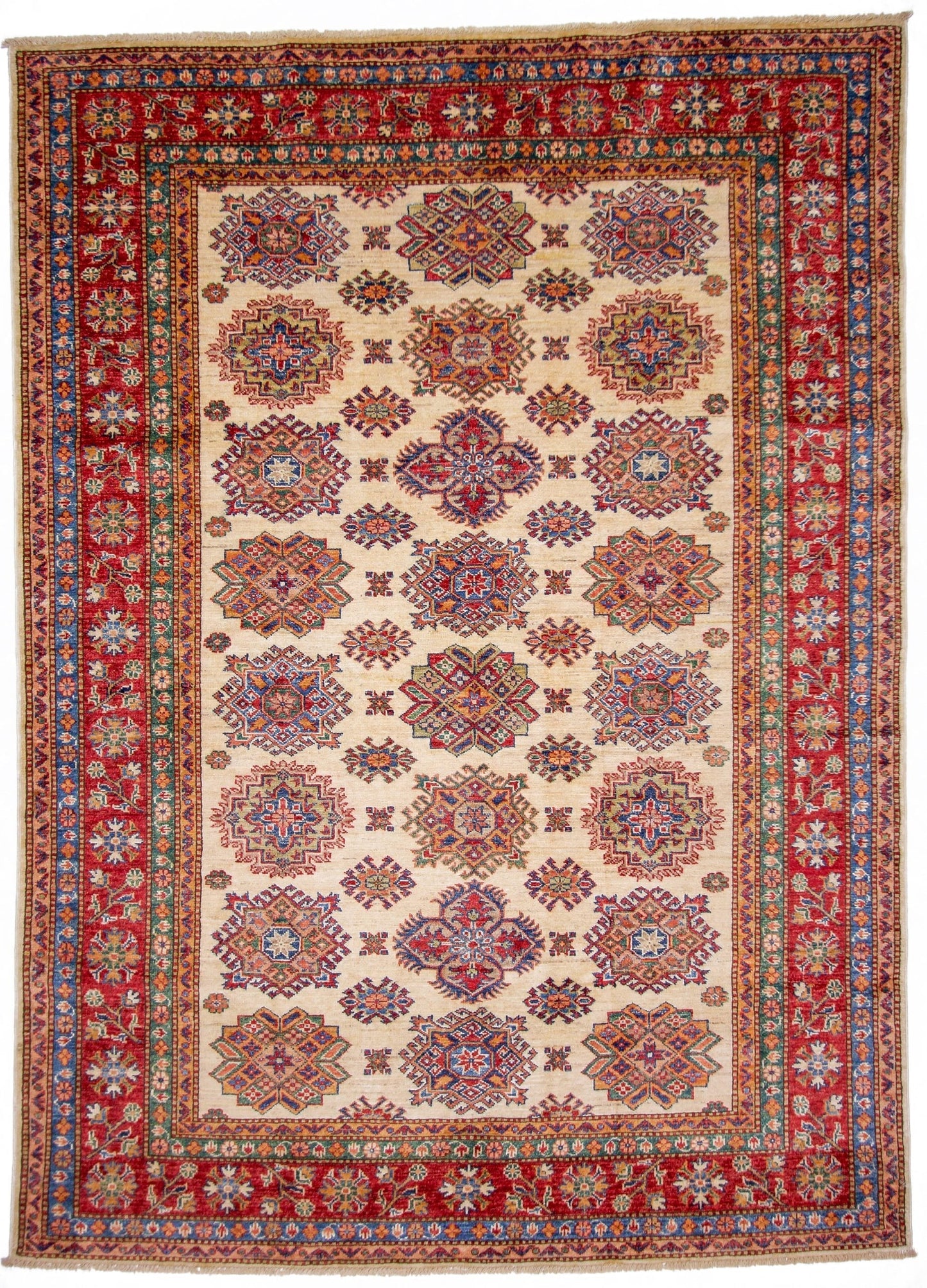 Super Kazak (5'07"x7'09") ivory/red - Nuvé
