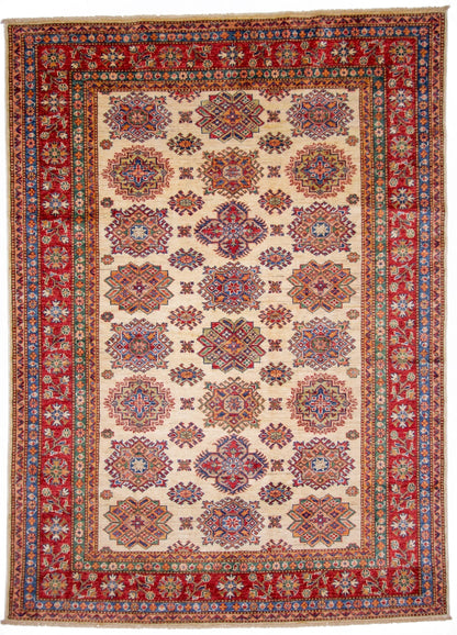 Super Kazak (5'07"x7'09") ivory/red - Nuvé