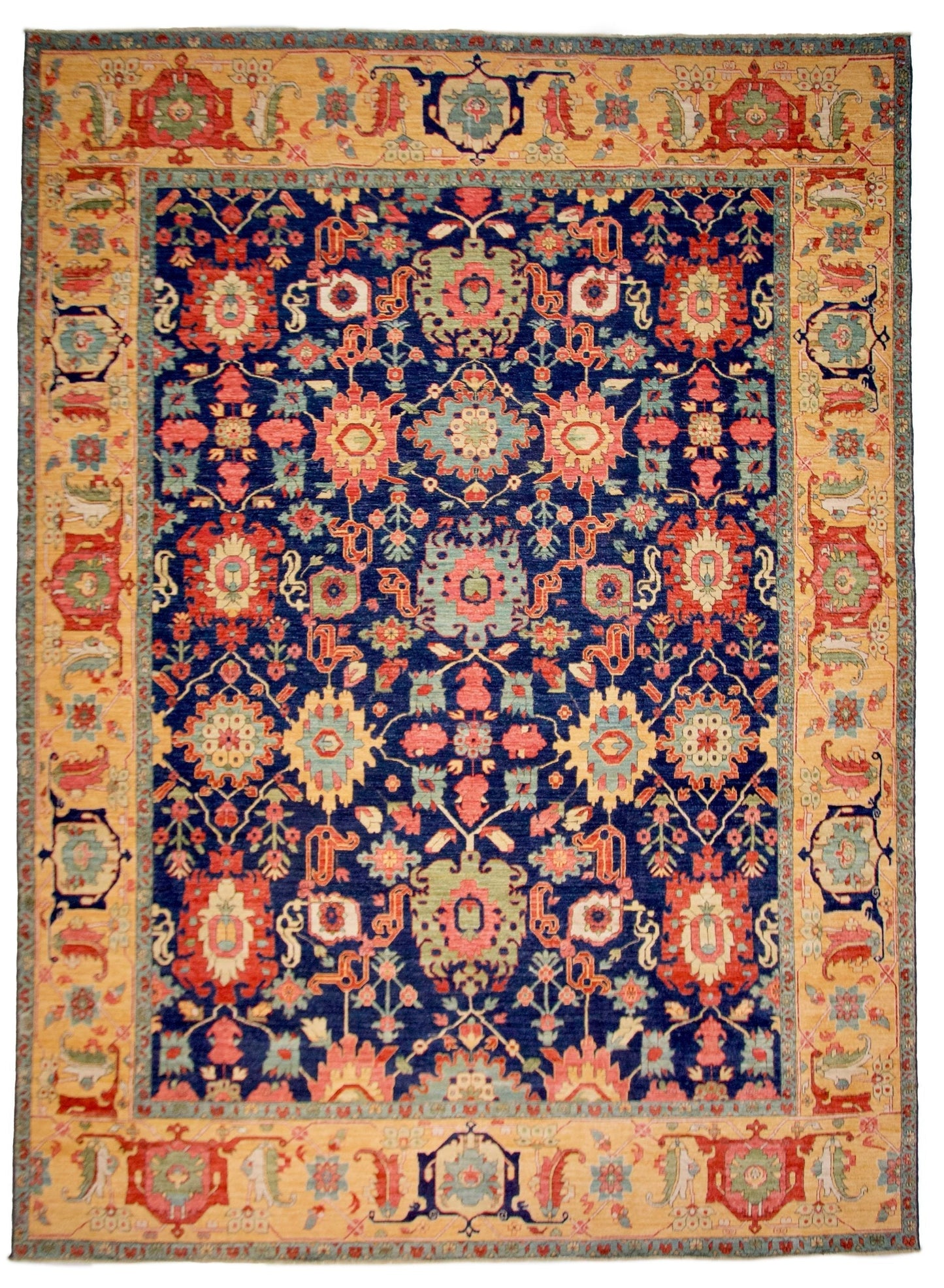 Afghan Serapi (10'00"x13'08") navy/gold - Nuvé