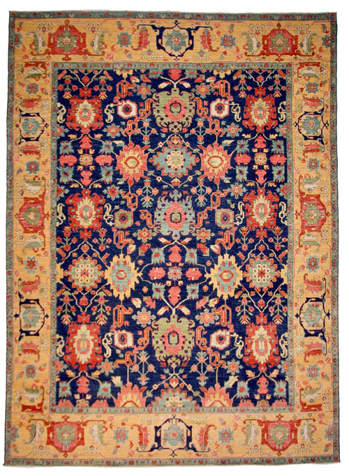 Afghan Serapi (10'00"x13'08") navy/gold - Nuvé