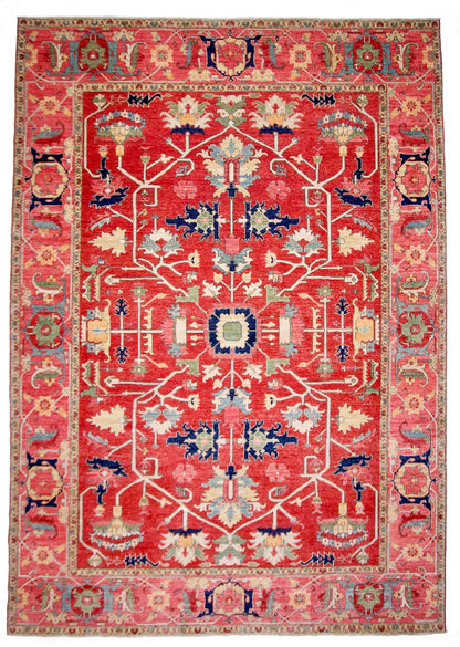 Afghan Heriz (9'01"x12'09") red/rose - Nuvé