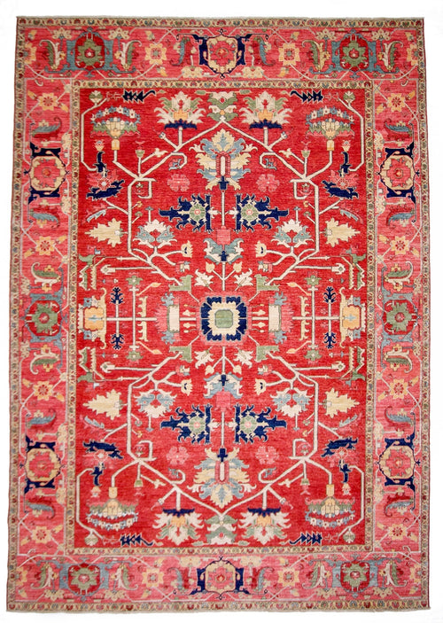 Afghan Heriz (9'01"x12'09") red/rose - Nuvé