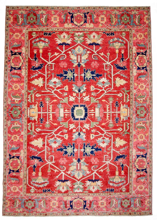 Afghan Heriz (9'01"x12'09") red/rose - Nuvé