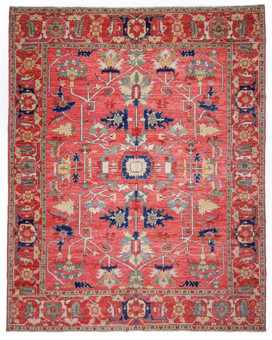 Afghan Heriz (8'00"x10'00") lt.red/red - Nuvé