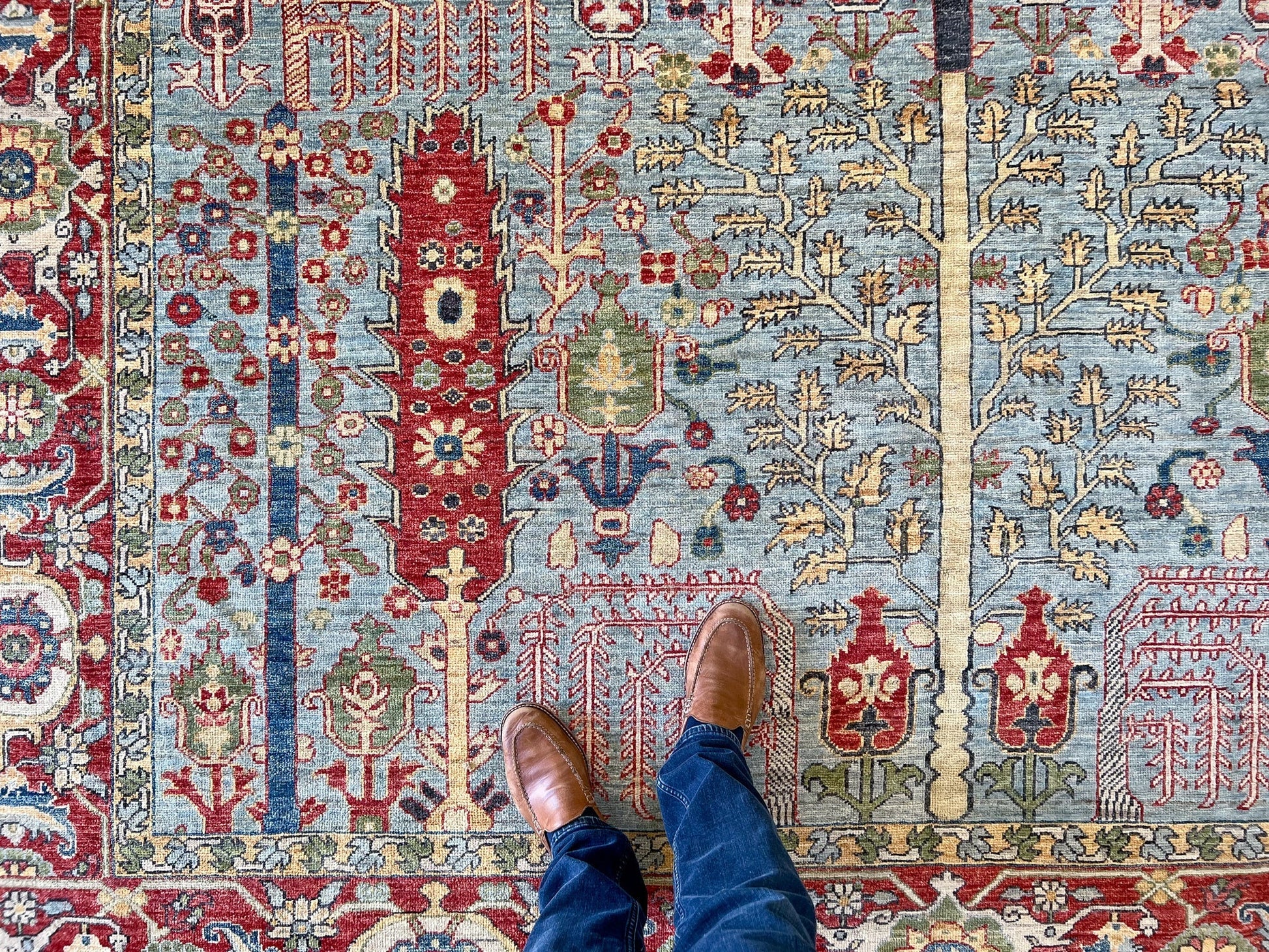 Afghan Sultanabad (9'02"x11'11") lt.blue/red - Nuvé