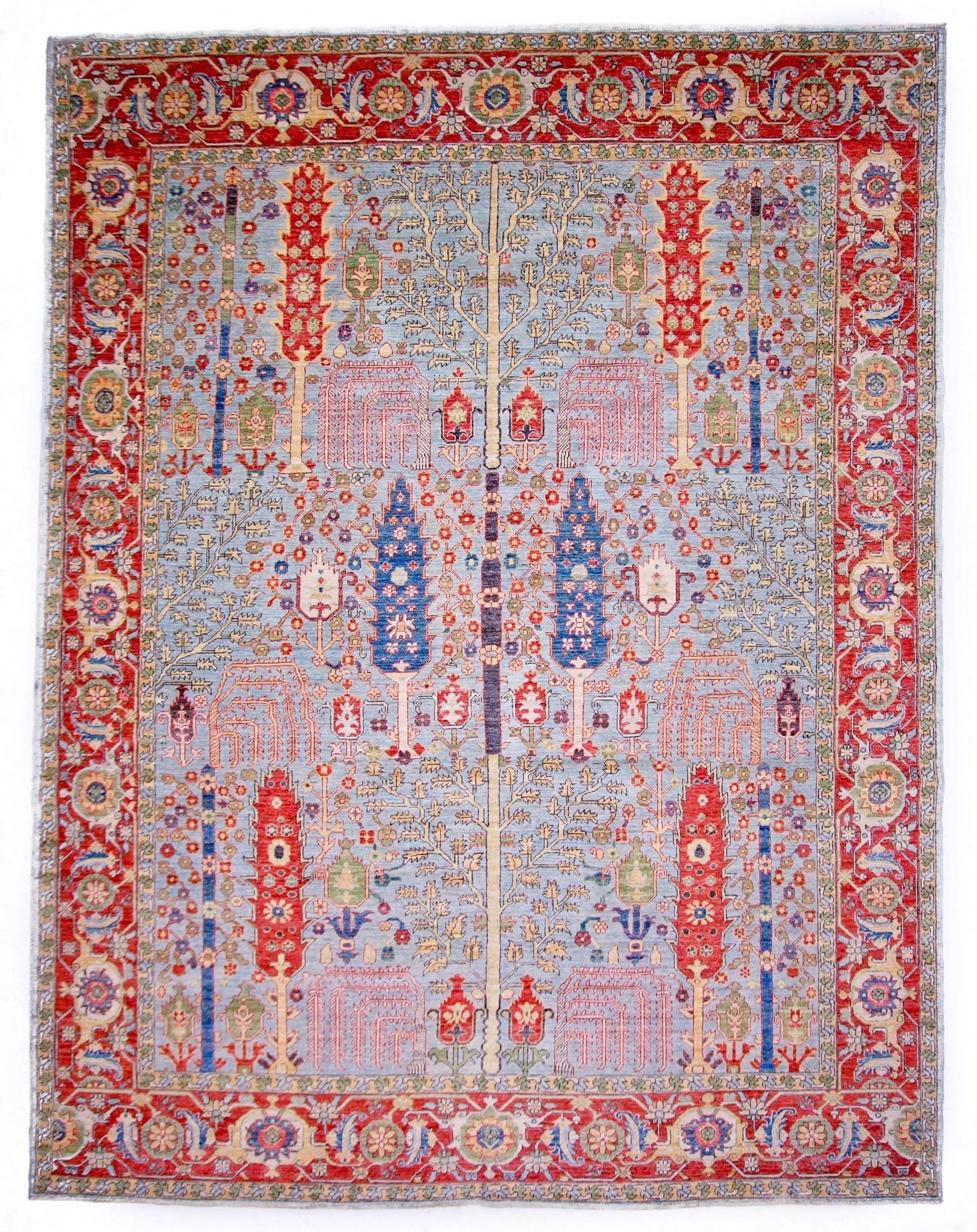 Afghan Sultanabad (9'02"x11'11") lt.blue/red - Nuvé