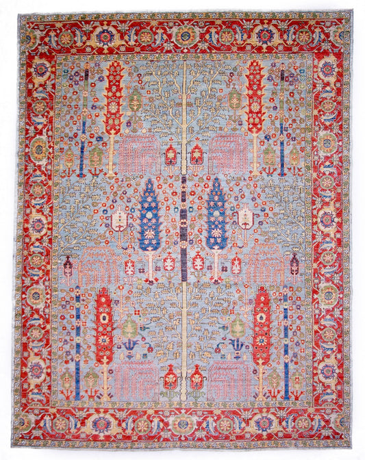 Afghan Sultanabad (9'02"x11'11") lt.blue/red - Nuvé