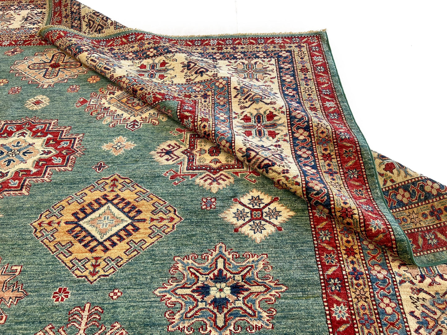 Super Kazak (10x13) green/ivory