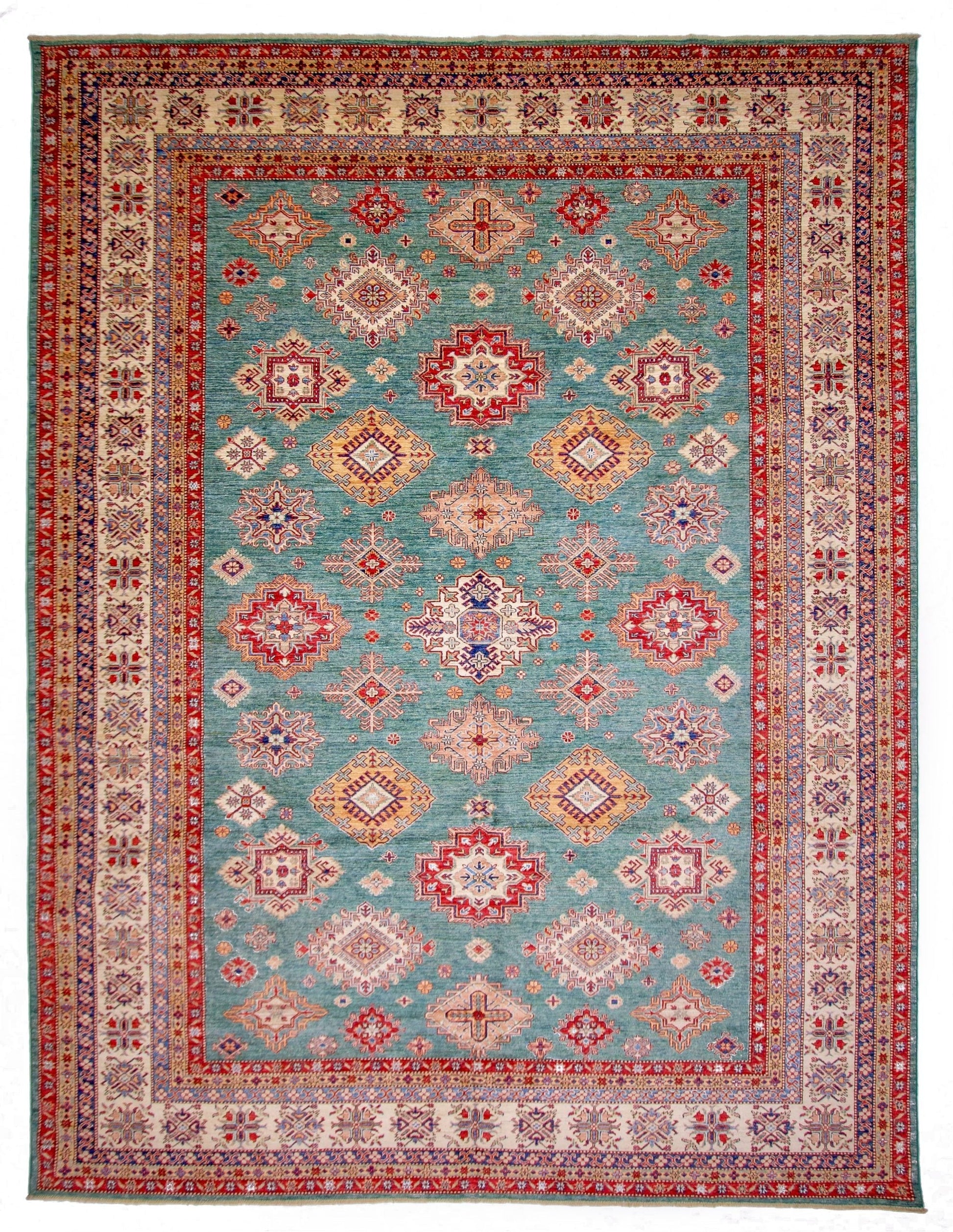 Super Kazak (10x13) green/ivory - Nuvé