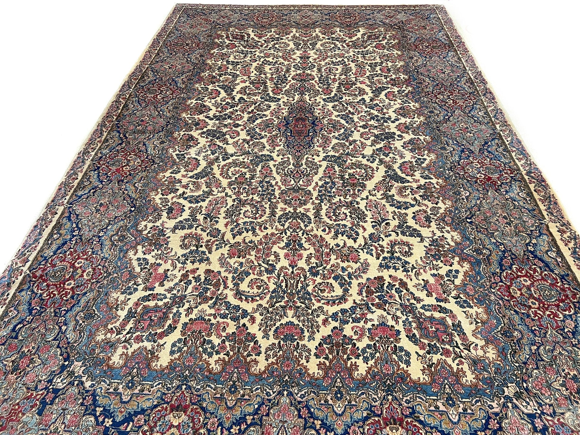Vintage Persian Kerman (12'09"x21'05") ivory/pastel - Nuvé