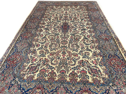 Vintage Persian Kerman (12'09"x21'05") ivory/pastel - Nuvé