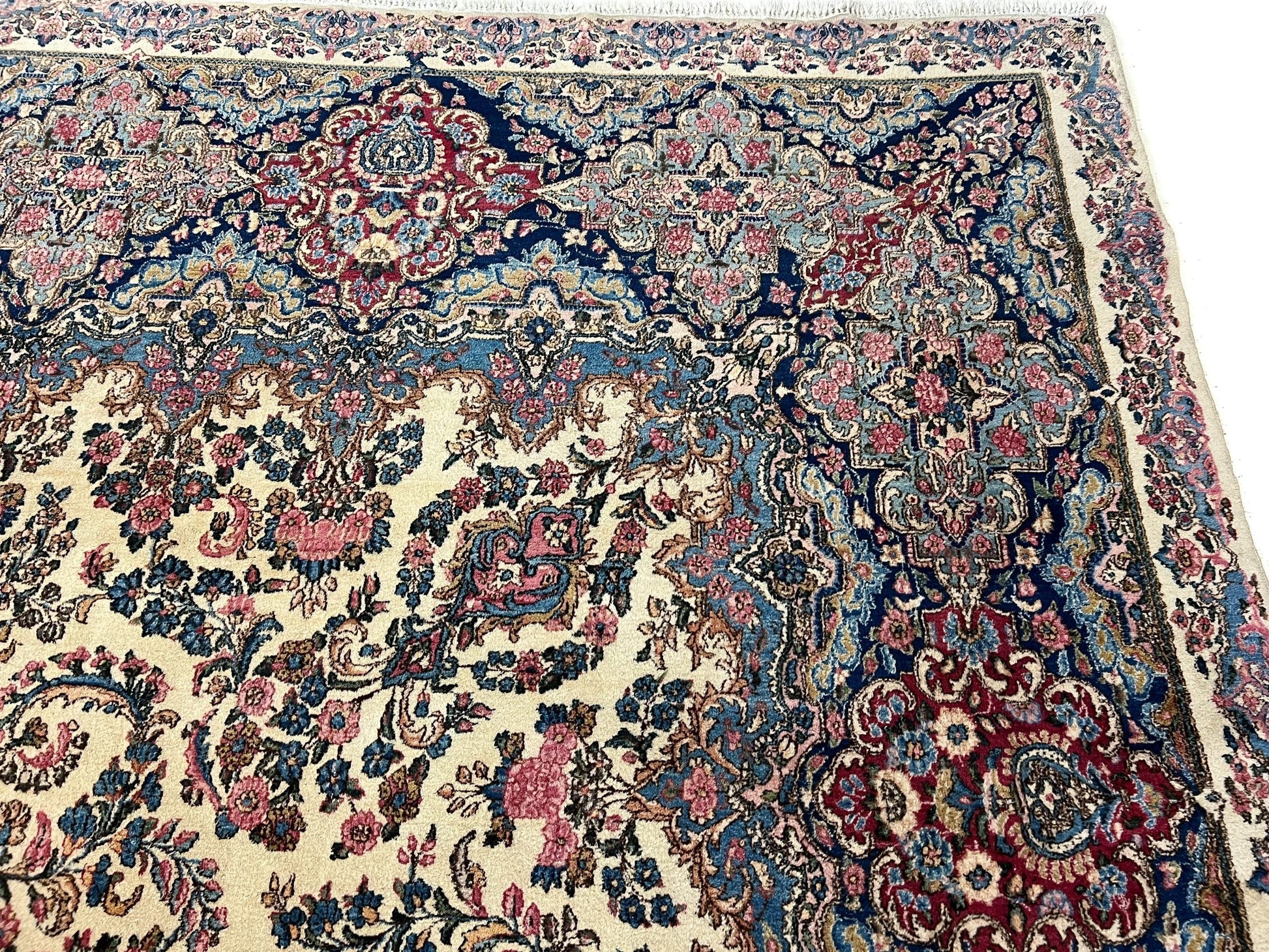 Vintage Persian Kerman (12'09"x21'05") ivory/pastel - Nuvé