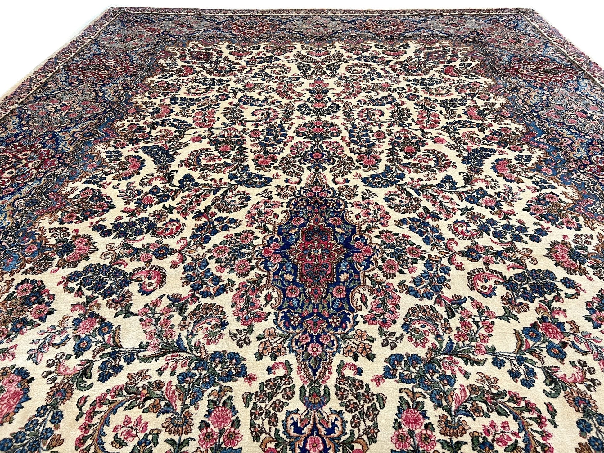 Vintage Persian Kerman (12'09"x21'05") ivory/pastel - Nuvé