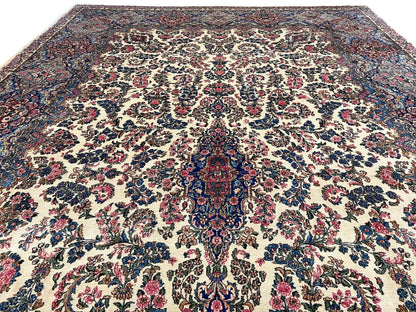 Vintage Persian Kerman (12'09"x21'05") ivory/pastel - Nuvé