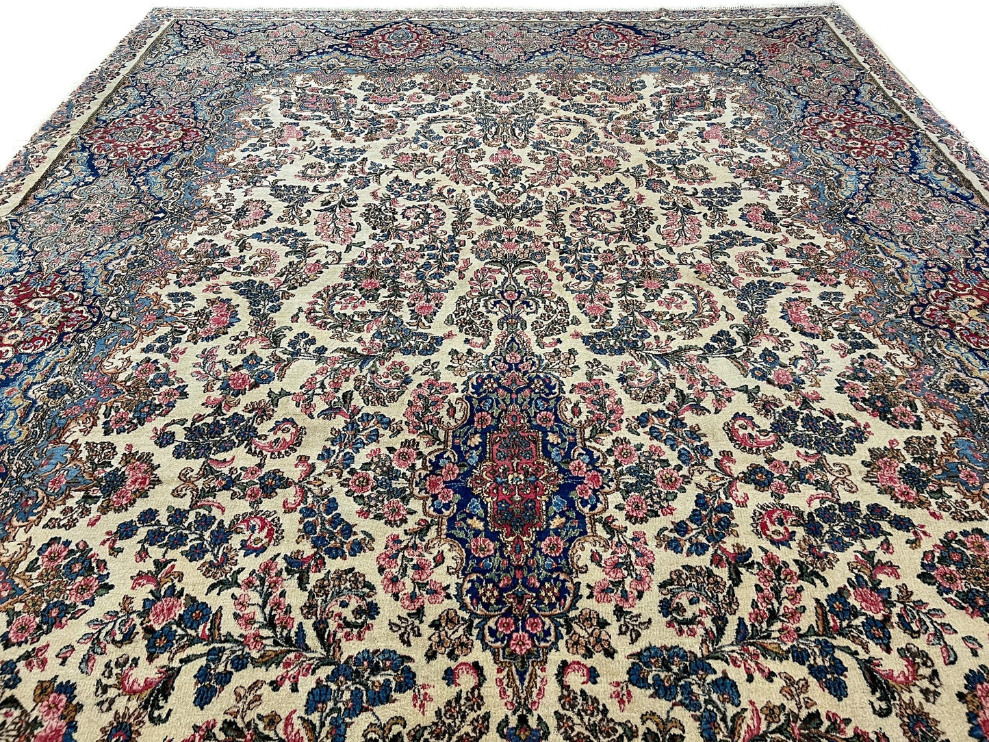 Vintage Persian Kerman (12'09"x21'05") ivory/pastel - Nuvé