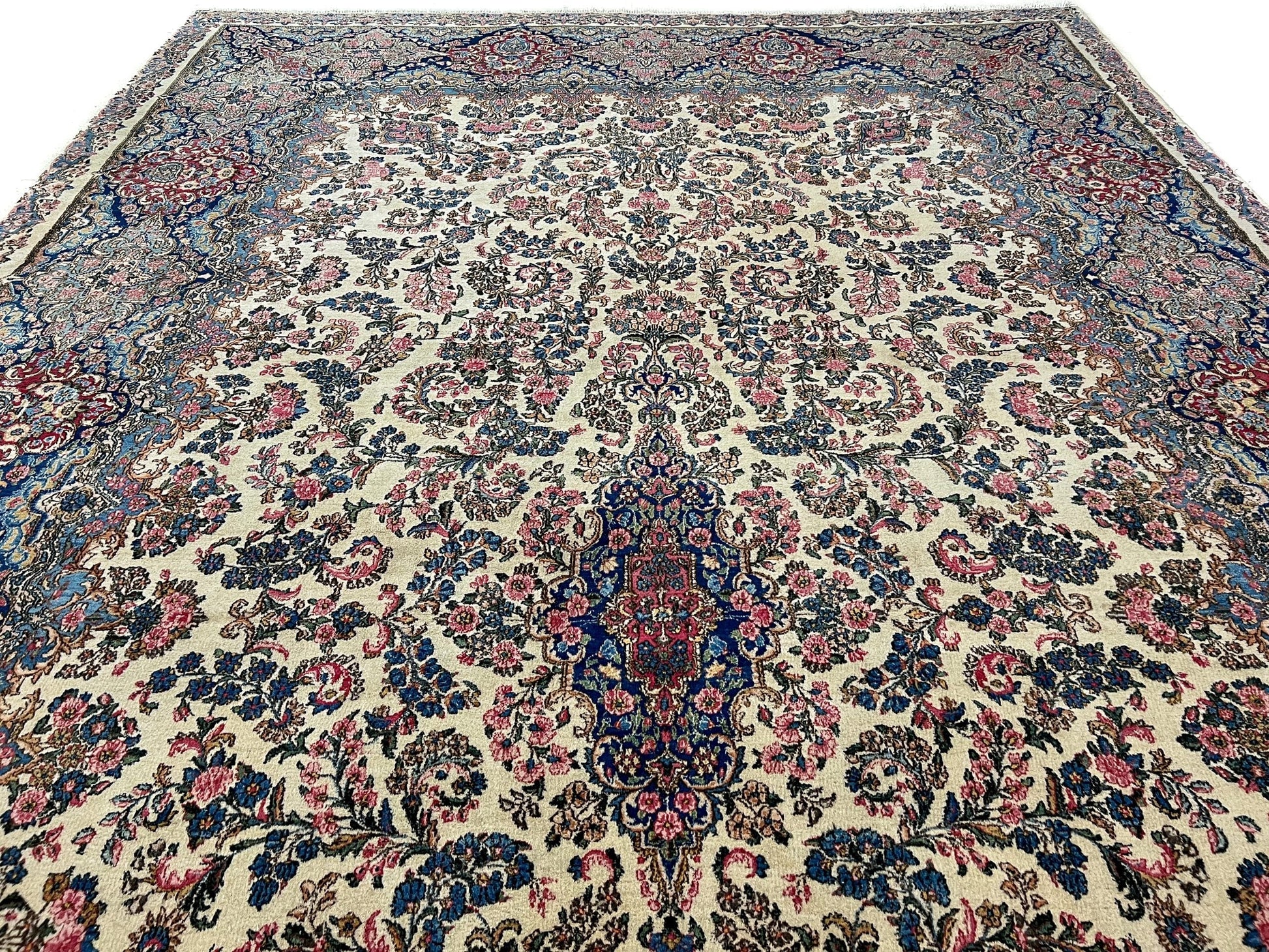 Vintage Persian Kerman (12'09"x21'05") ivory/pastel - Nuvé