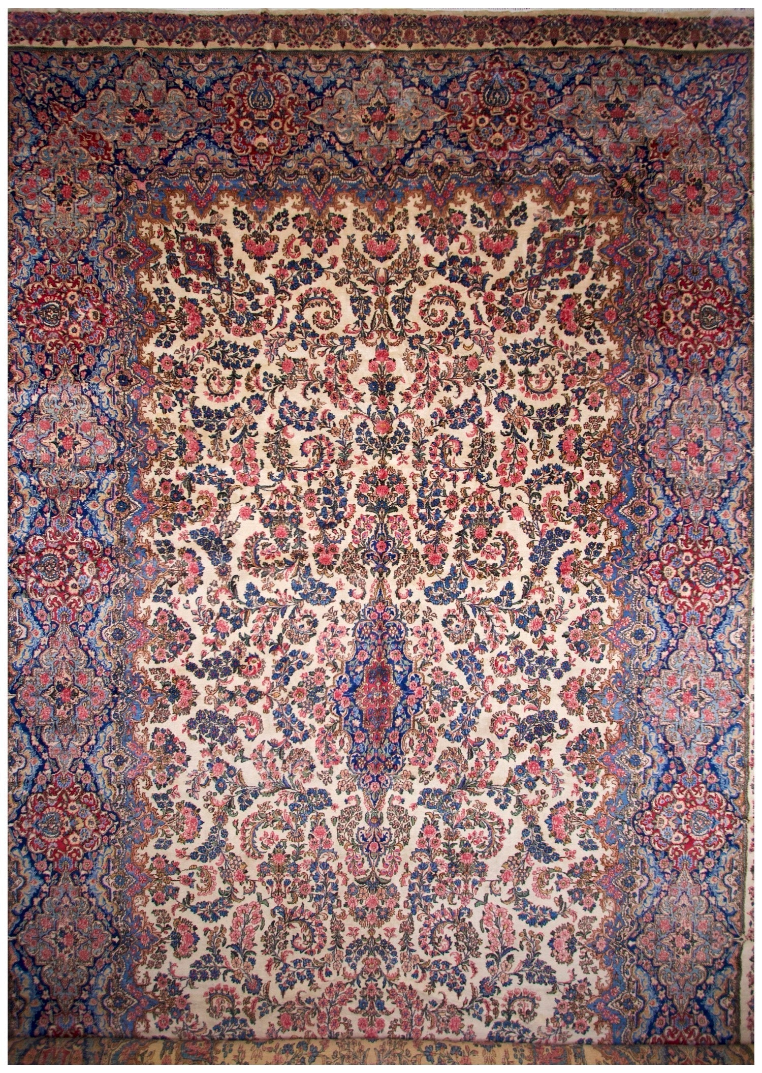 Vintage Persian Kerman (12'09"x21'05") ivory/pastel - Nuvé