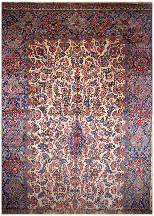 Vintage Persian Kerman (12'09"x21'05") ivory/pastel - Nuvé