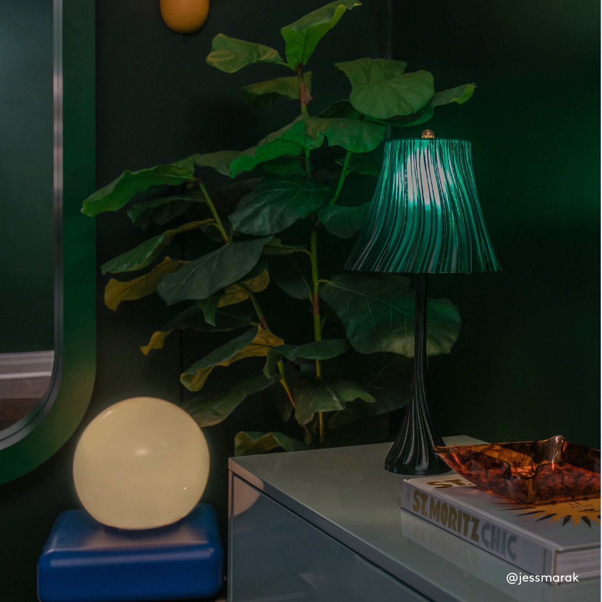 Wooj Design Pleat Lamp with a textured pleated fabric shade and sleek base, modern table lamp for stylish lighting.