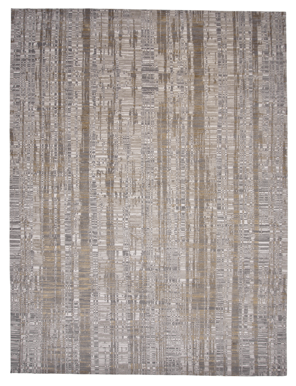 Contemporary Carved Tibetan 9x12 (ivory/gold/gray) - Nuvé
