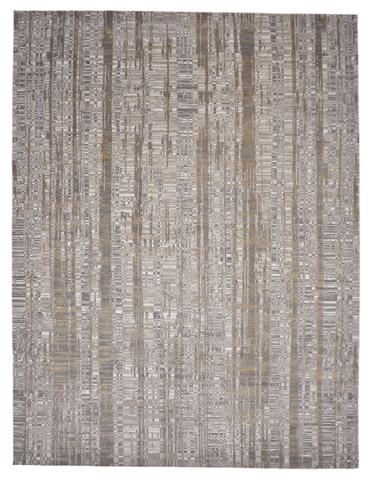 Contemporary Carved Tibetan 9x12 (ivory/gold/gray) - Nuvé