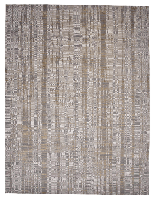 Contemporary Carved Tibetan 9x12 (ivory/gold/gray) - Nuvé