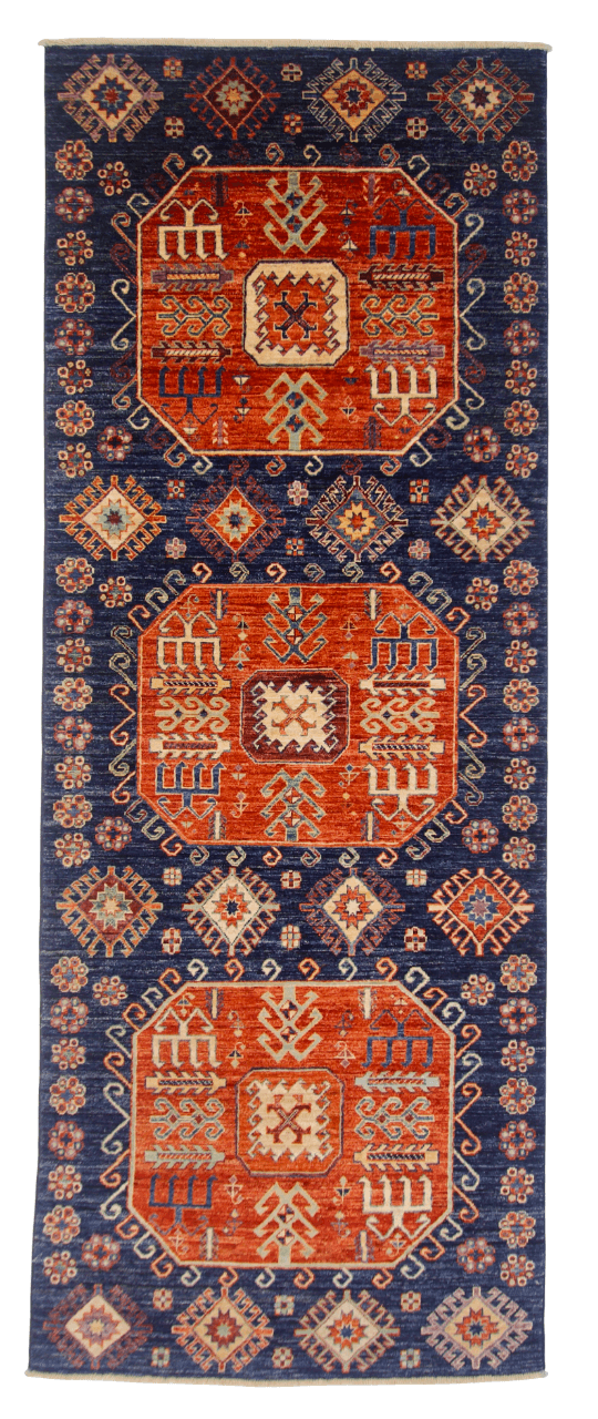 Afghan Turkoman (3'10"x10'01") blue/red - Nuvé