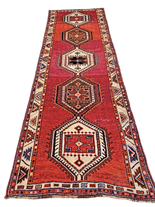 Vintage Turkish 4'06"x12'09" red/brn - Nuvé