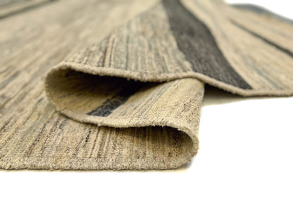 Modern Silk Striped Gabbeh (9'01"x11'11") natural/brown