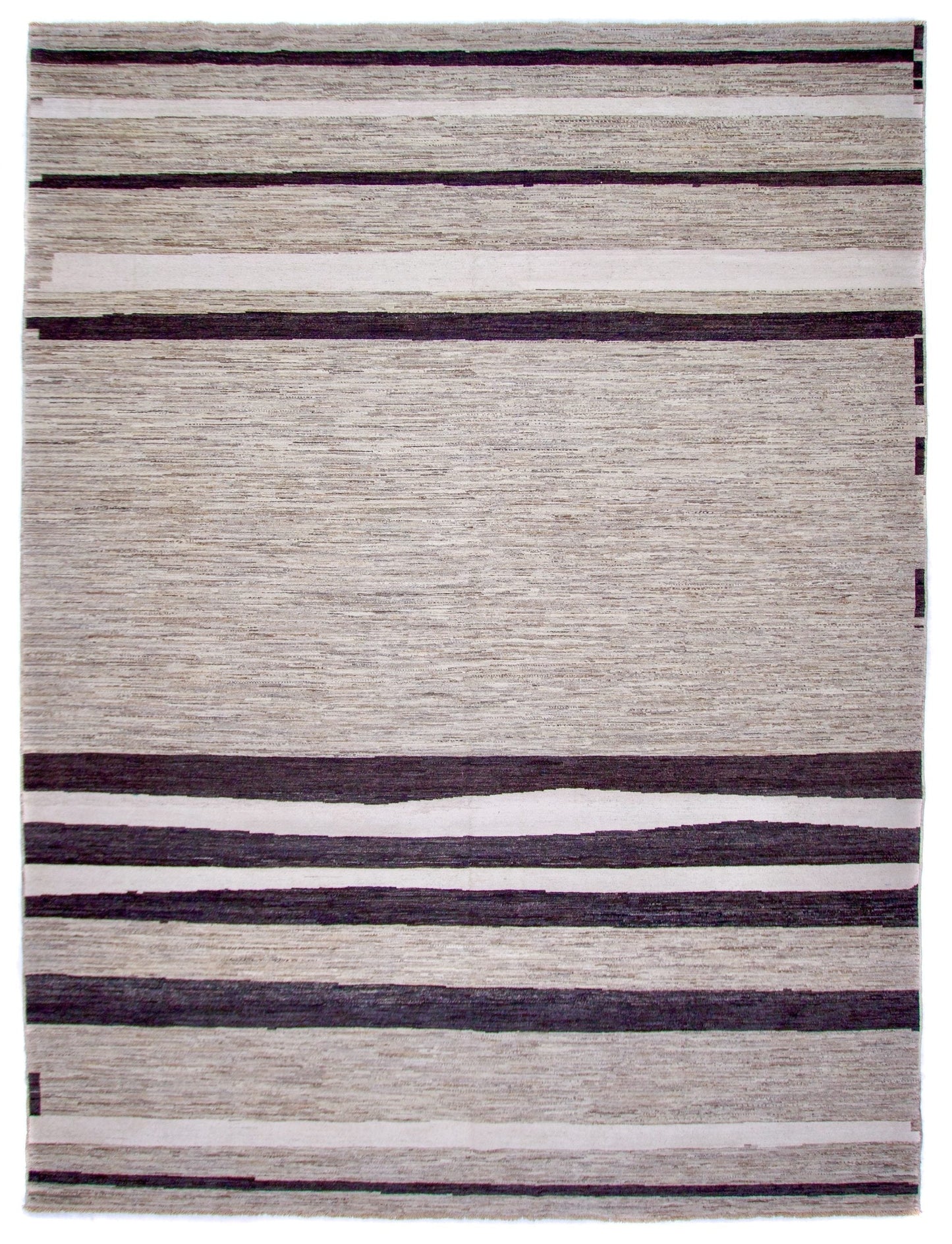 Modern Silk Striped Gabbeh (9'01"x11'11") natural/brown - Nuvé