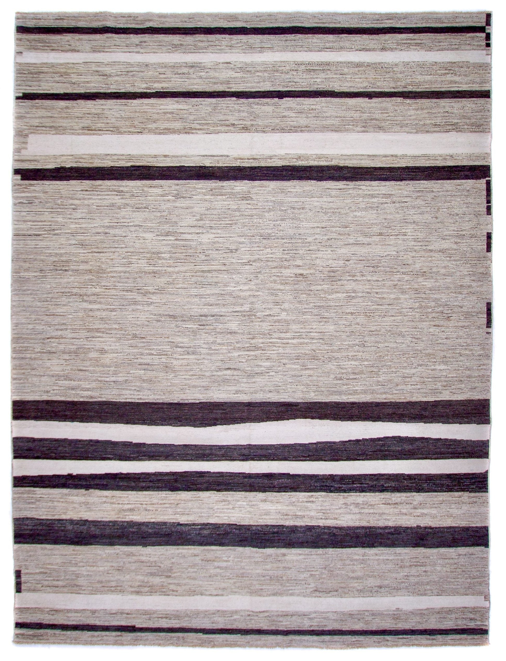 Modern Silk Striped Gabbeh (9'01"x11'11") natural/brown - Nuvé
