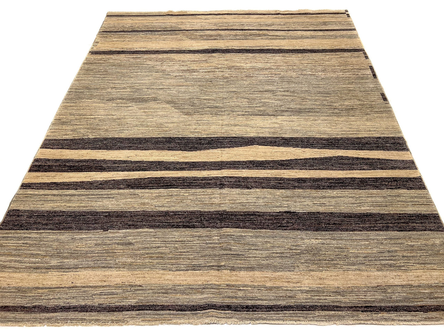Modern Striped Gabbeh (8'02"x9'11") undyed/natural - Nuvé