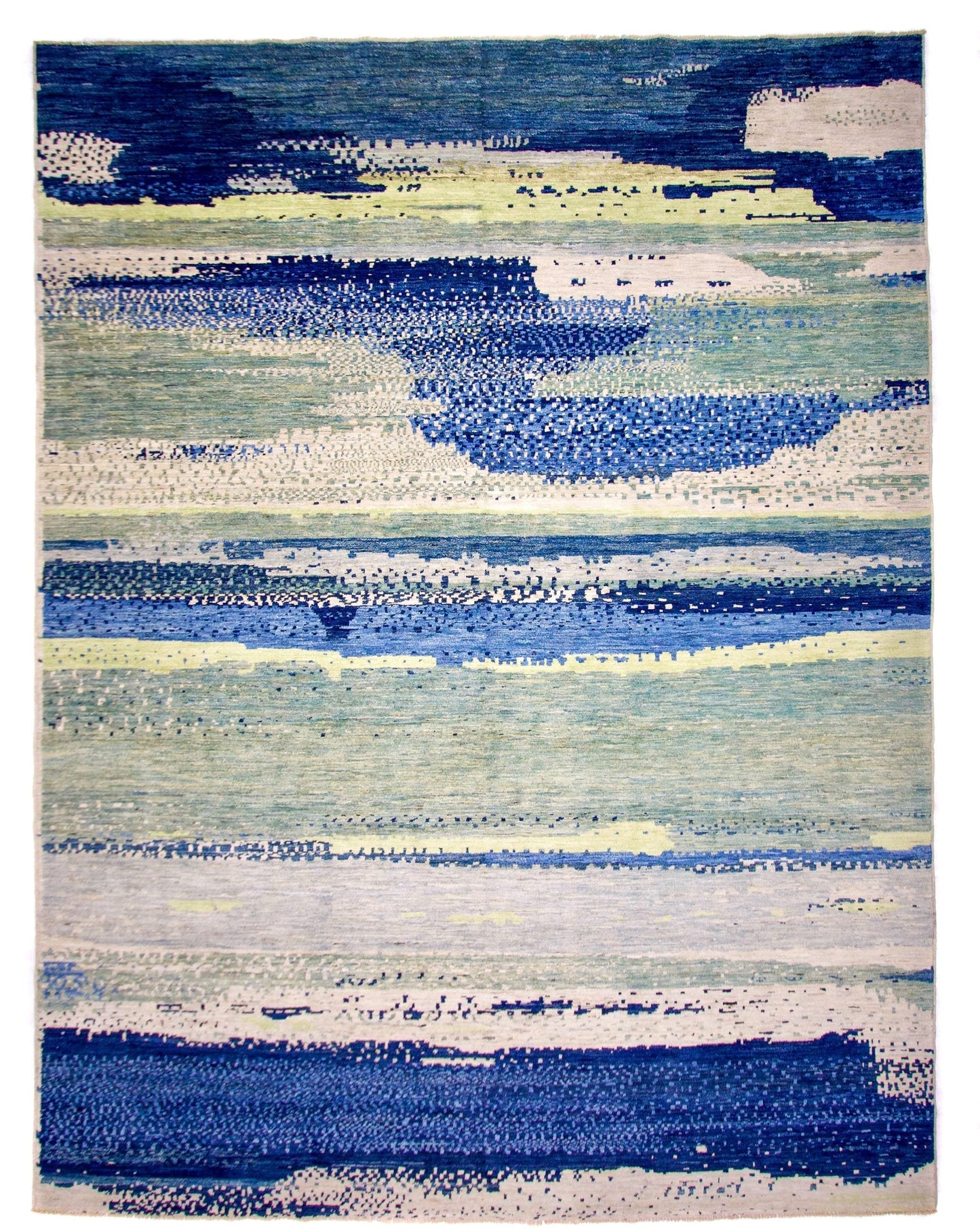 Modern Afghan Gabbeh (9'02"x12'01") blues/green - Nuvé