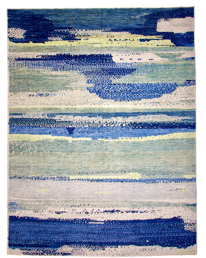 Modern Afghan Gabbeh (9'02"x12'01") blues/green - Nuvé