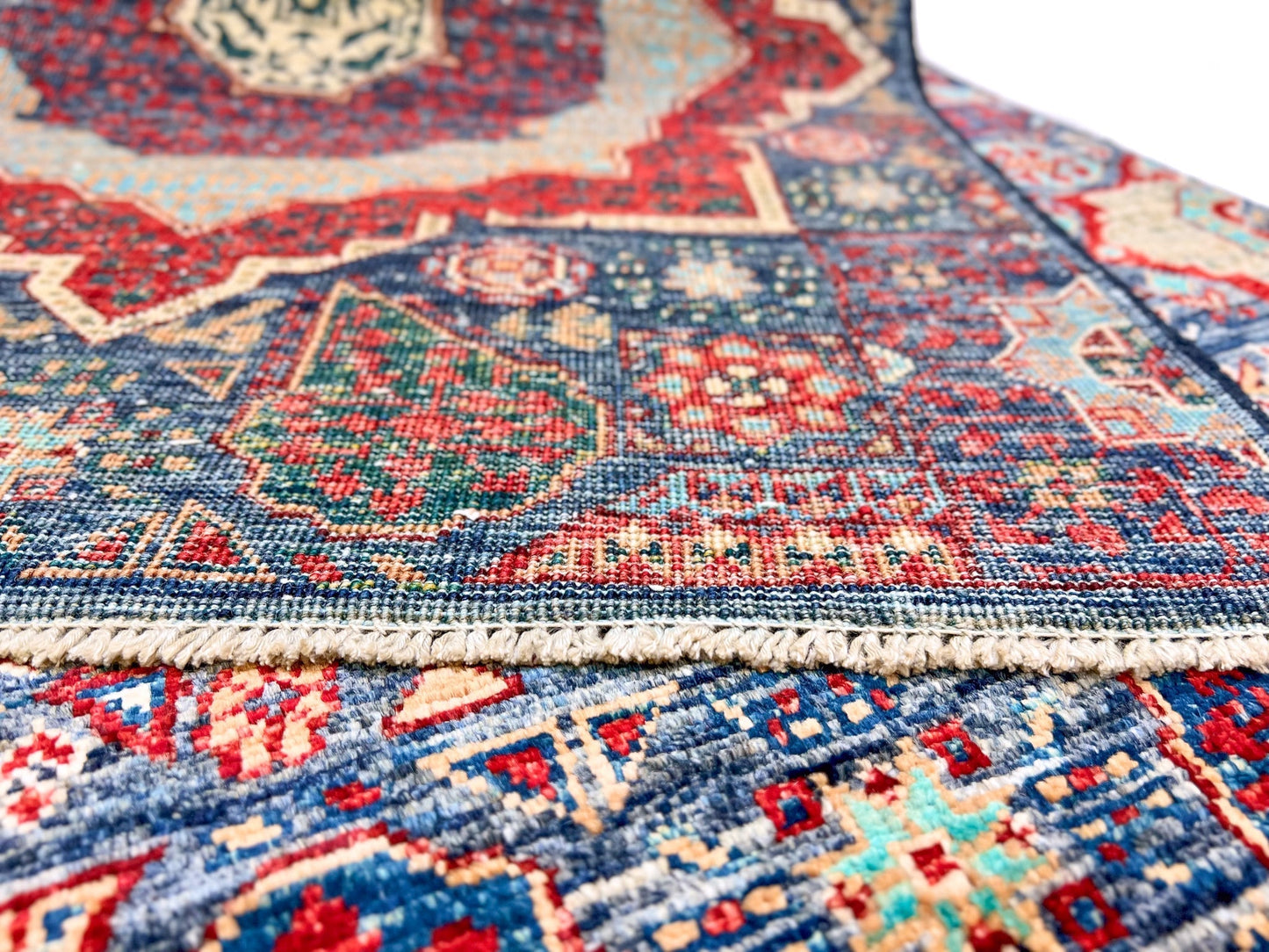 Afghan-made Mamluk 12-foot runner rug by Kirishian Rugs with intricate traditional patterns and rich colors.