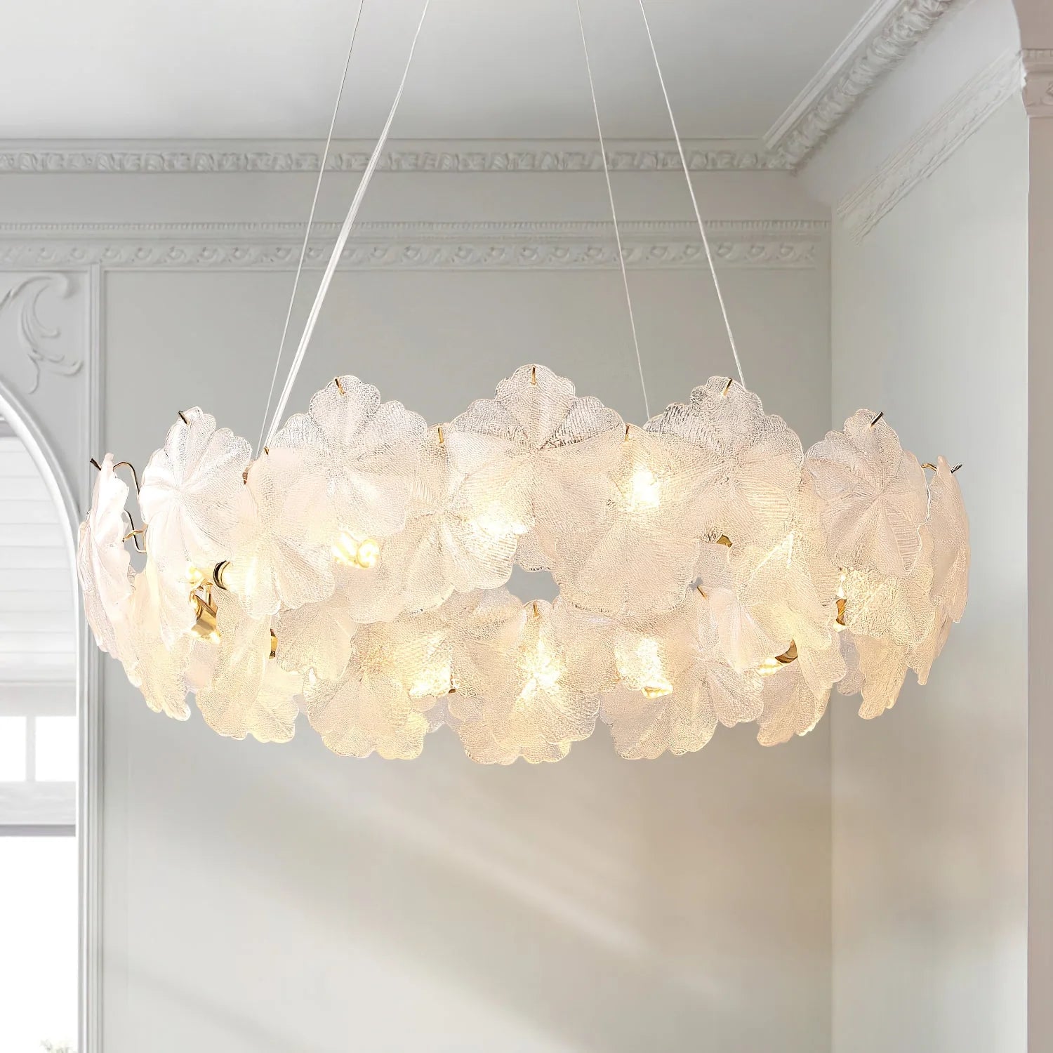 Valery Glass Petal Leaf Chandelier - Nuvé