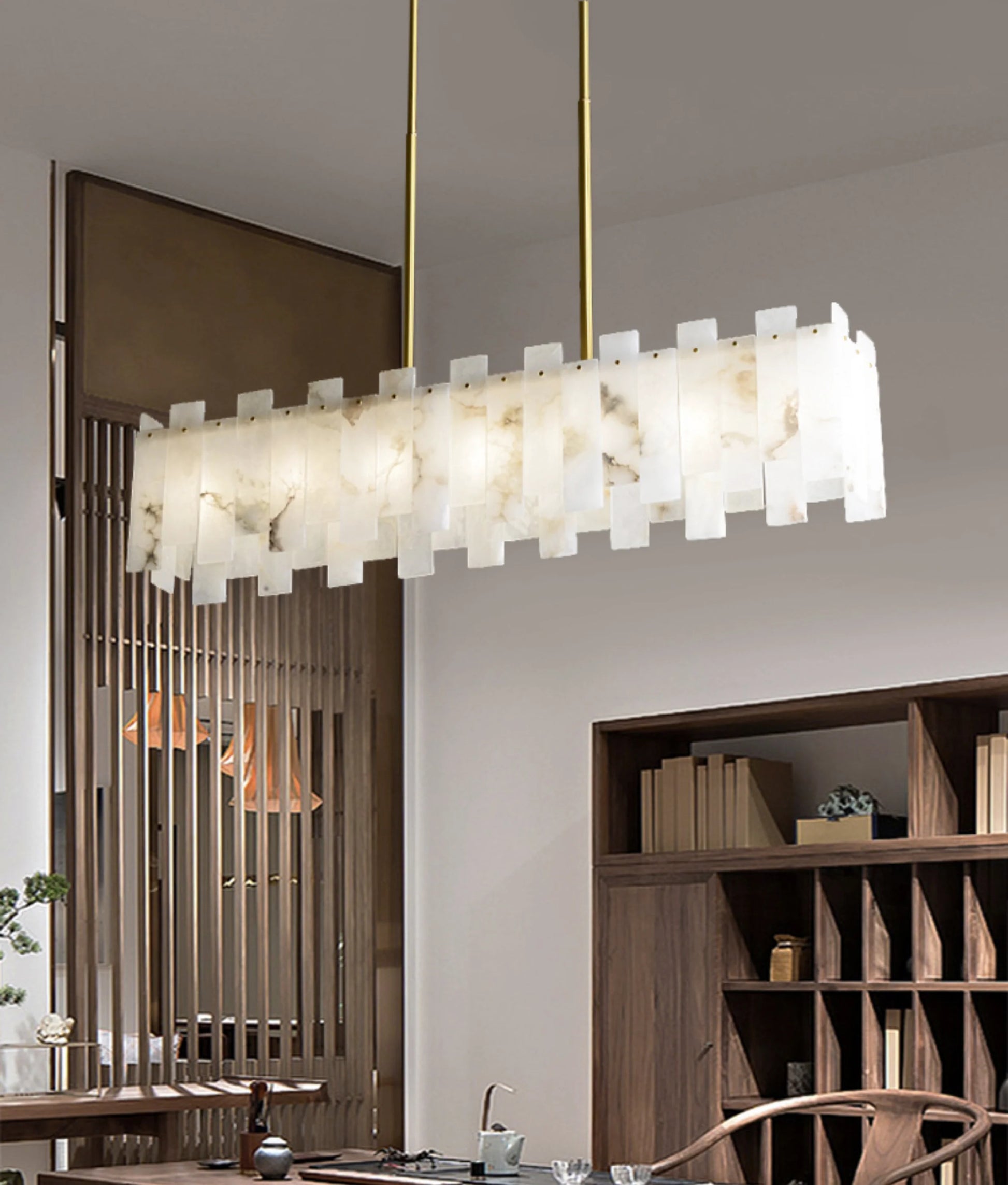 Modern Alabaster Venus Linear Chandelier - Nuvé