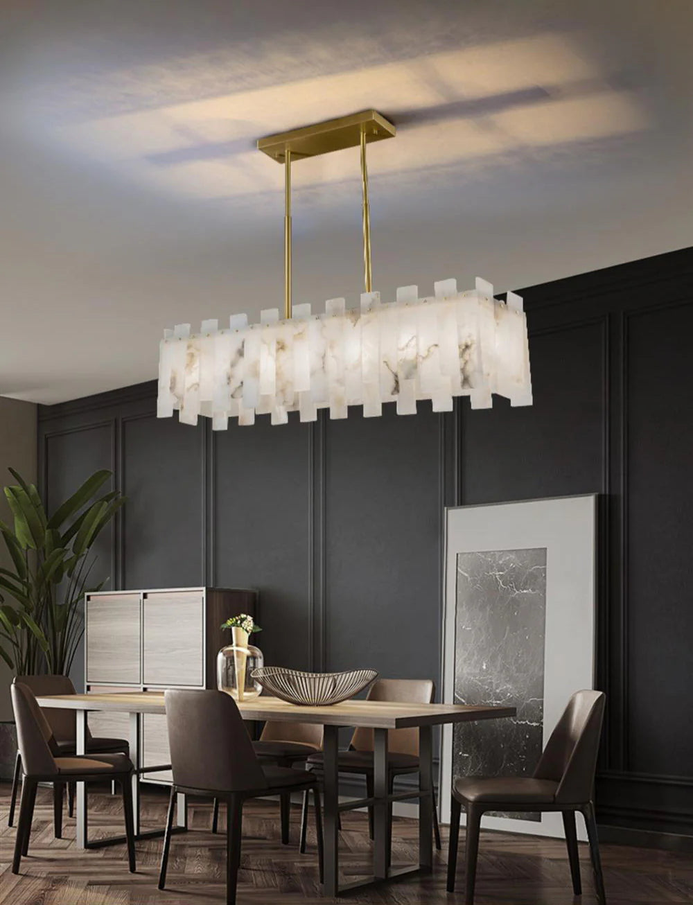 Modern Alabaster Venus Linear Chandelier - Nuvé