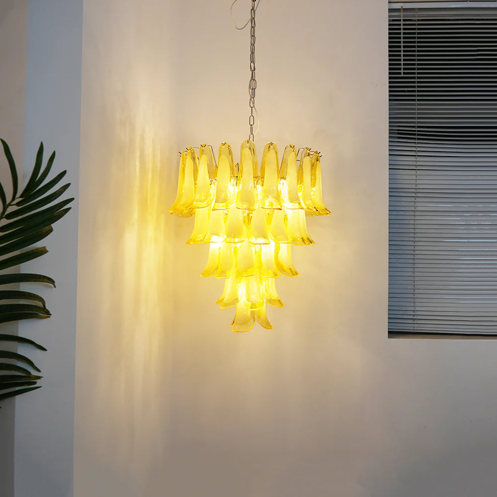 Vintage Caramel Murano Glass Petals Chandelier - Nuvé