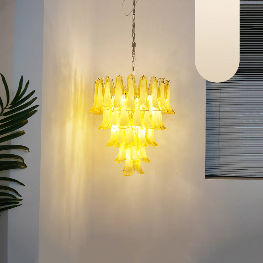 Vintage Caramel Murano Glass Petals Chandelier - Nuvé