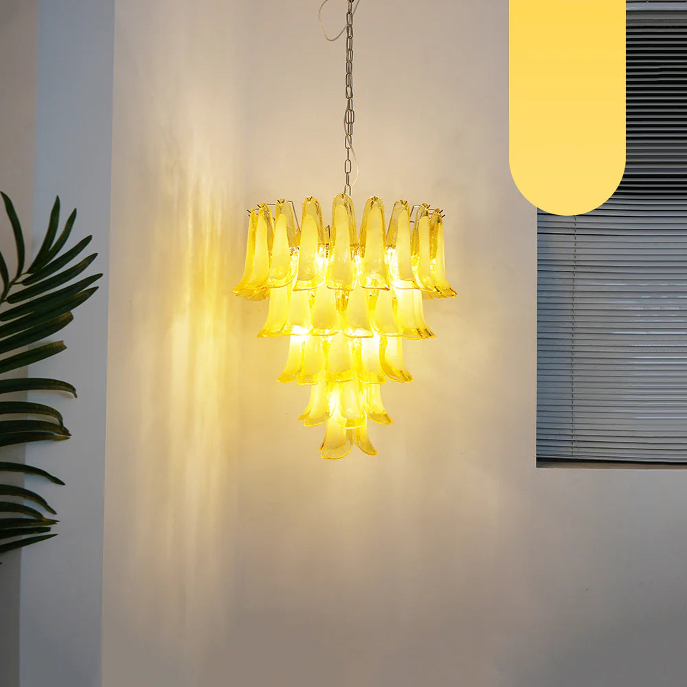 Vintage Caramel Murano Glass Petals Chandelier - Nuvé