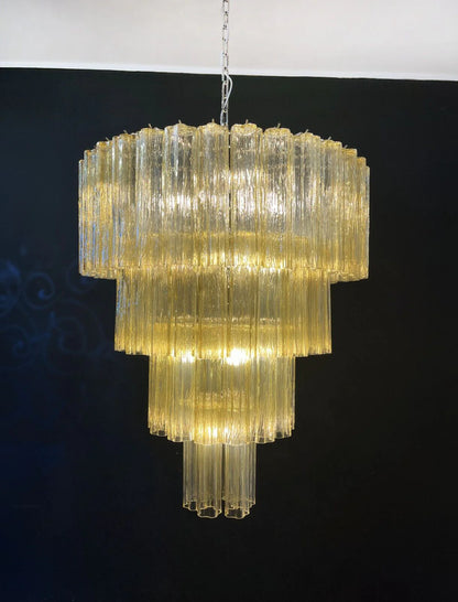 Star-Shaped Amber Glass Chandelier