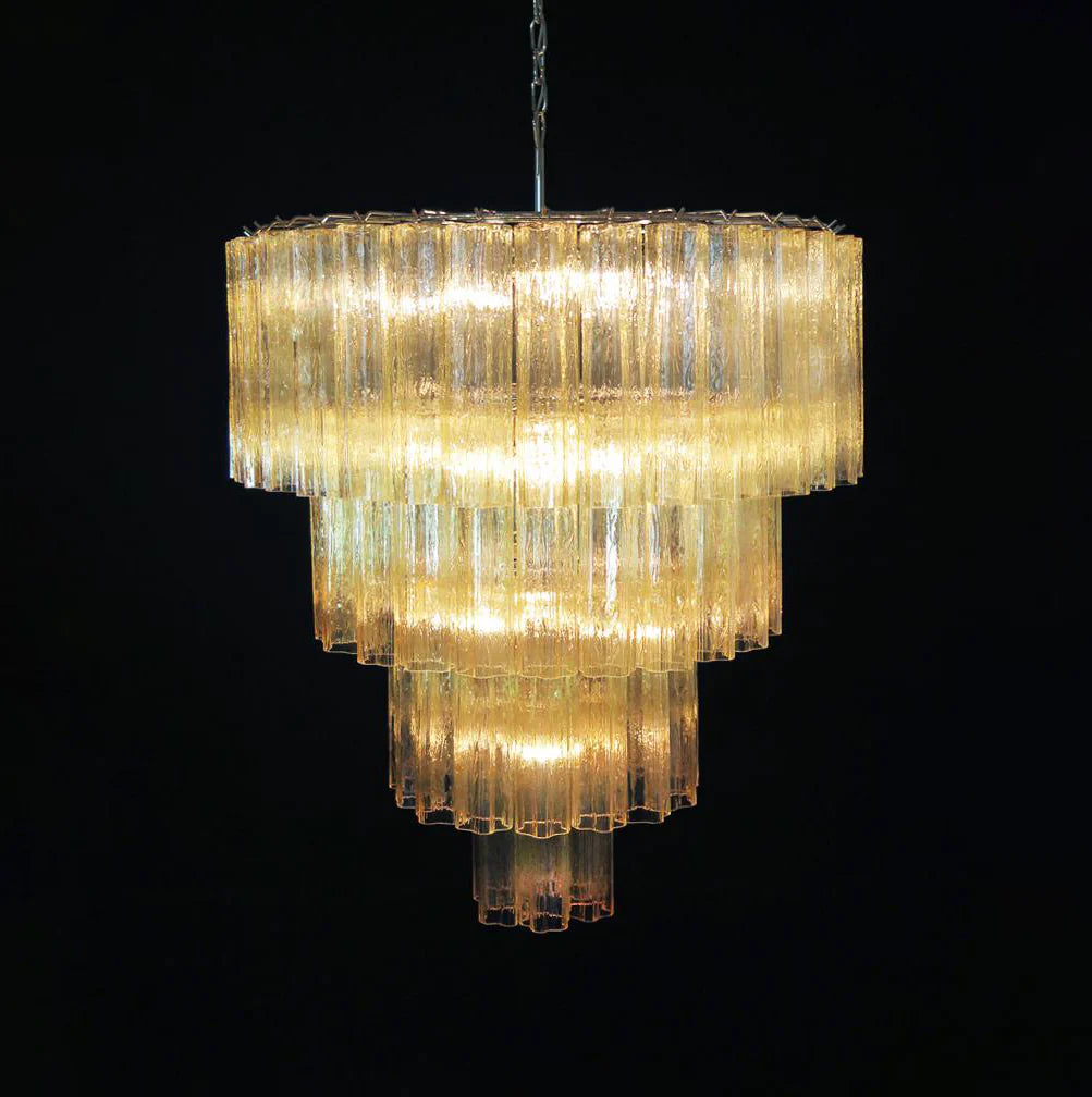 Star-Shaped Amber Glass Chandelier