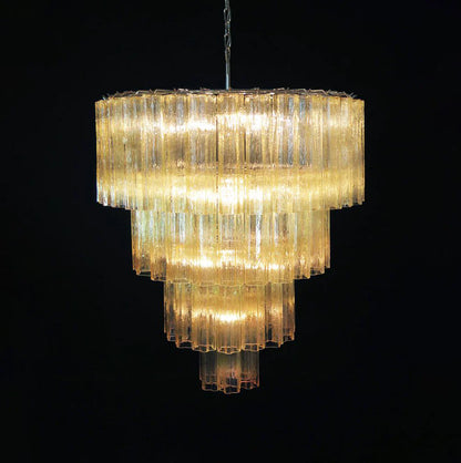 Star-Shaped Amber Glass Chandelier
