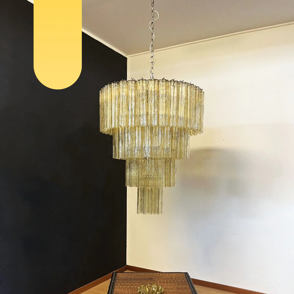 Vintage Murano Amber Glass Chandelier - Nuvé